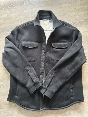 Chaps Black Sherpa-Lined Military Field Jacket